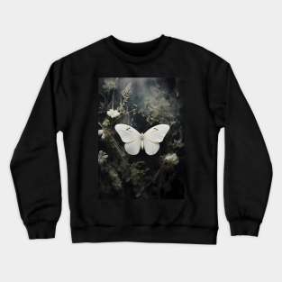 gothic white butterfly in ruins Crewneck Sweatshirt